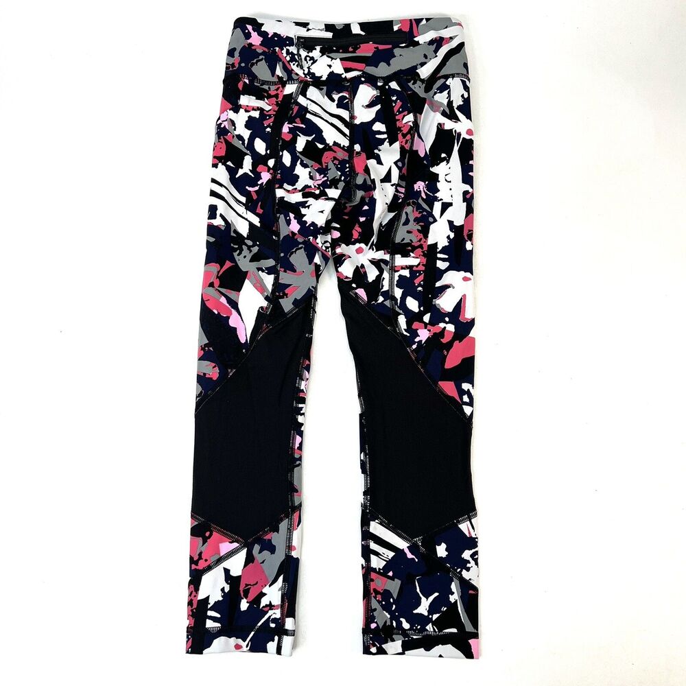 Lululemon Womens Pink Pace Rival Crop Pop Cut Boom Juice Run Leggings Size 2